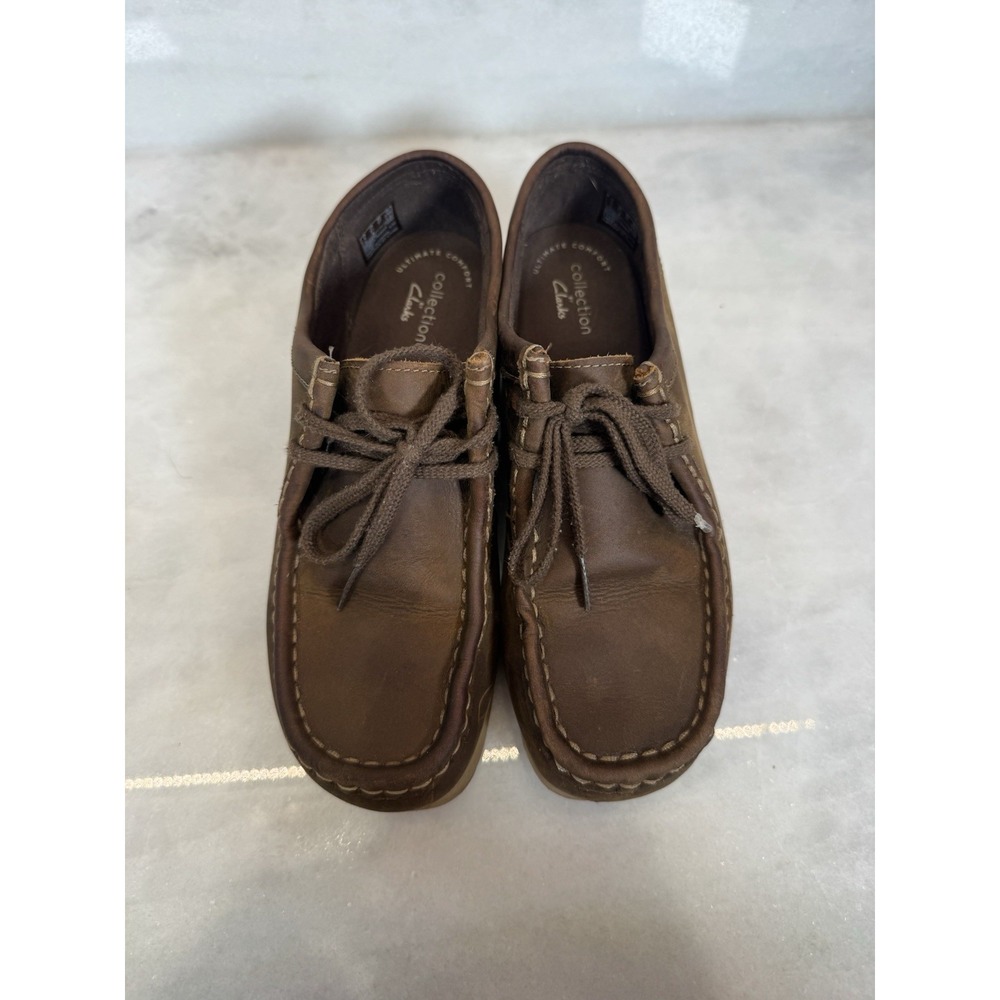 Clarks Collection Women's Brown Leather Lace-Up Loafer Cushioned US 6.5 M